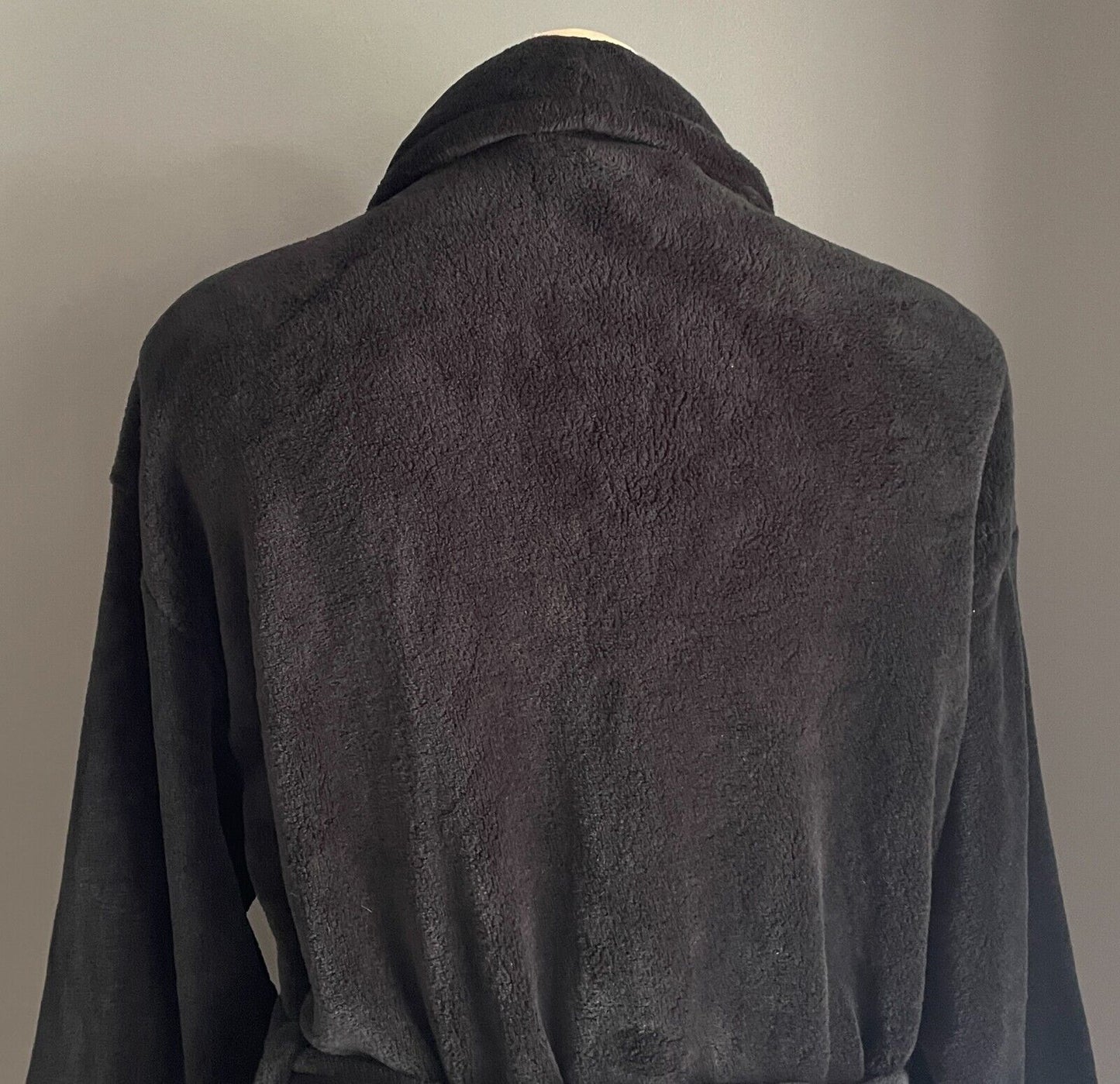 ANKO Sleep Black Soft Plush Dressing Gown Bath Robe Waist Tie Unisex Size XL XXL