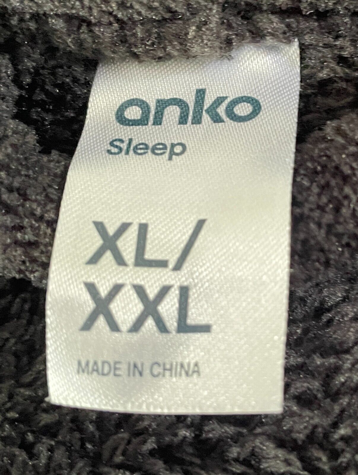 ANKO Sleep Black Soft Plush Dressing Gown Bath Robe Waist Tie Unisex Size XL XXL