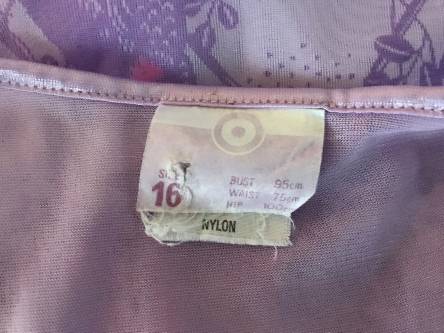 TARGET Dressing Gown Nylon Sh/Sleeve Robe Mauve Floral Bird Print Sz 16 Vintage