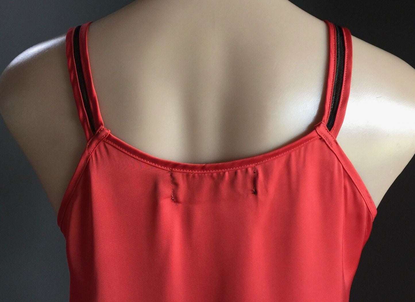 POWERHOUSE M&F Top Rust Orange & Black Lace Trim Sleeveless Camisole Size 8 10
