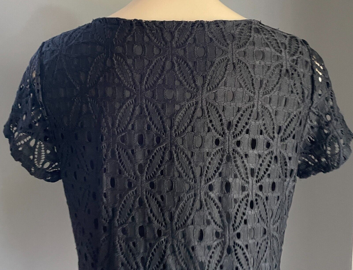 LIZ JORDAN Top Black Lace Short Sleeve Dressy Size 10 NEW