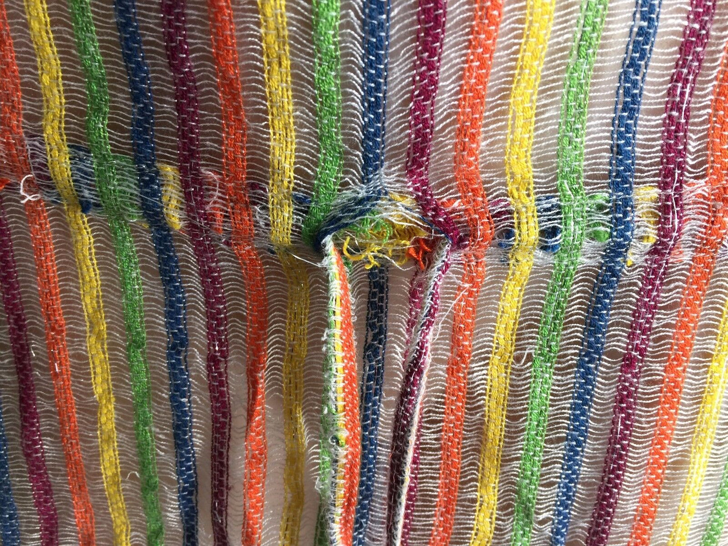TIGERLILY Drawstring Waist Top Multi Stripe Silver Cotton Knit Sz S 10 Boho NEW