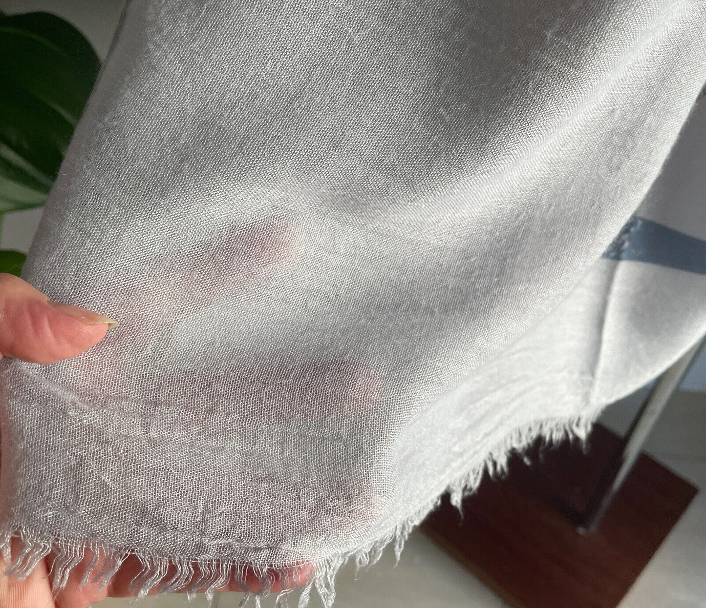 Neck Scarf Fringed Wrap Light Grey Nautical Theme Print Rectangle Shawl