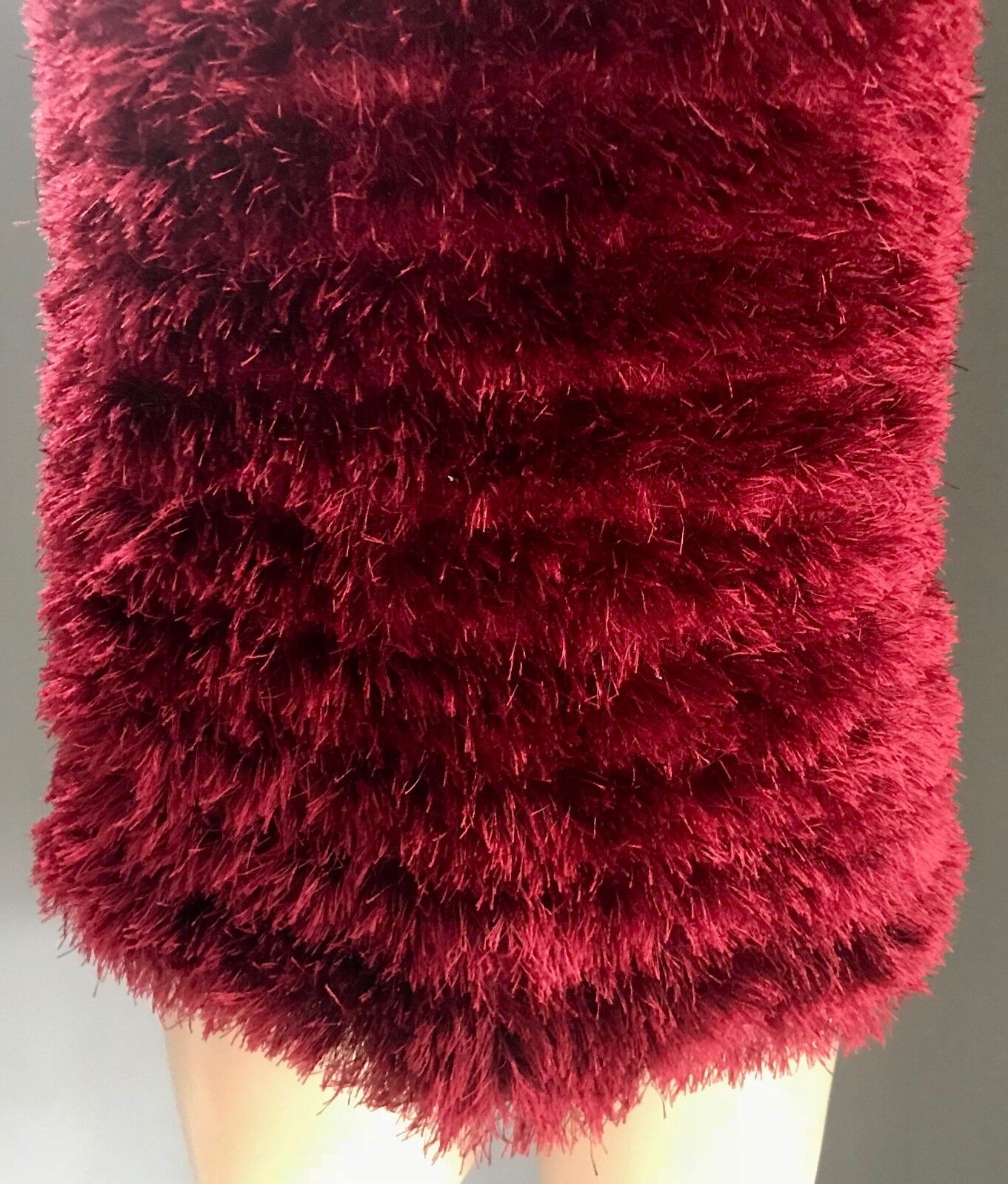 Knit Vest Fluffy Faux Fur Eyelash Sleeveless Thick Pullover Cerise Red Pink