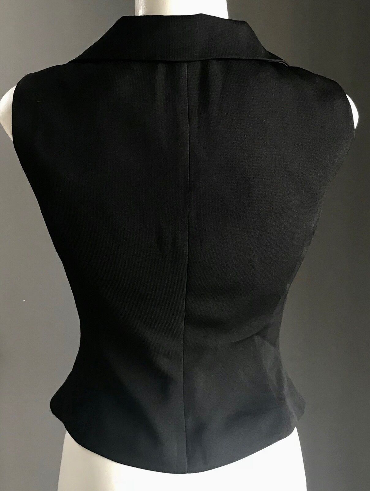 DRESSED FOR SOMETHING NICE Top Black Sleeveless Buttoned Vest Collar Size 6