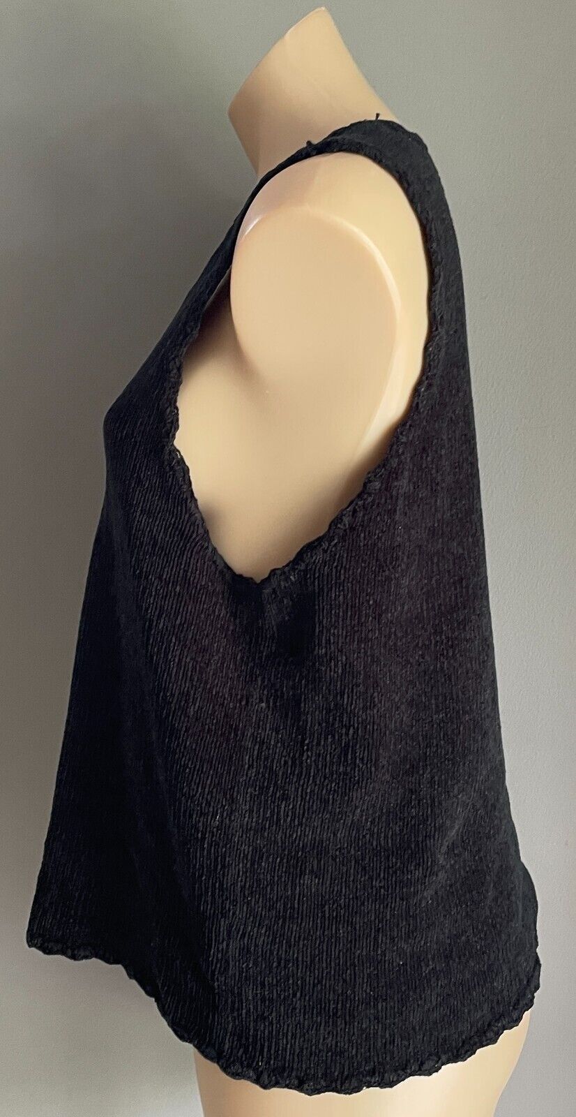LAUREN ESSENTIALS Velour Knit Vest Black Sleeveless Button Front Size S 12