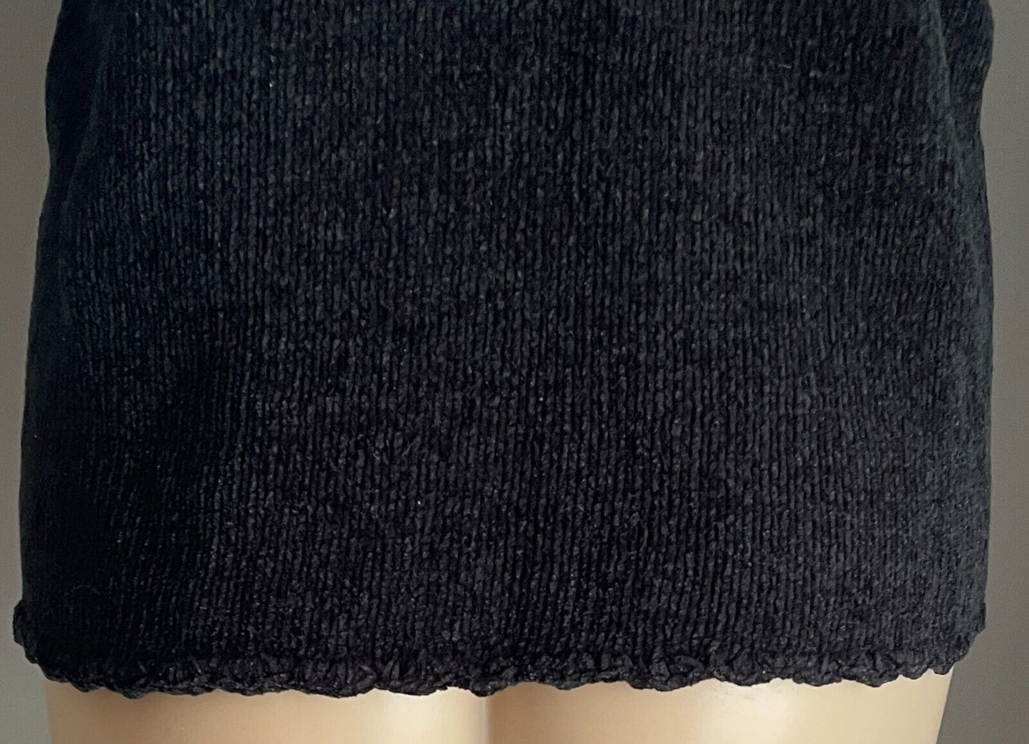 LAUREN ESSENTIALS Velour Knit Vest Black Sleeveless Button Front Size S 12