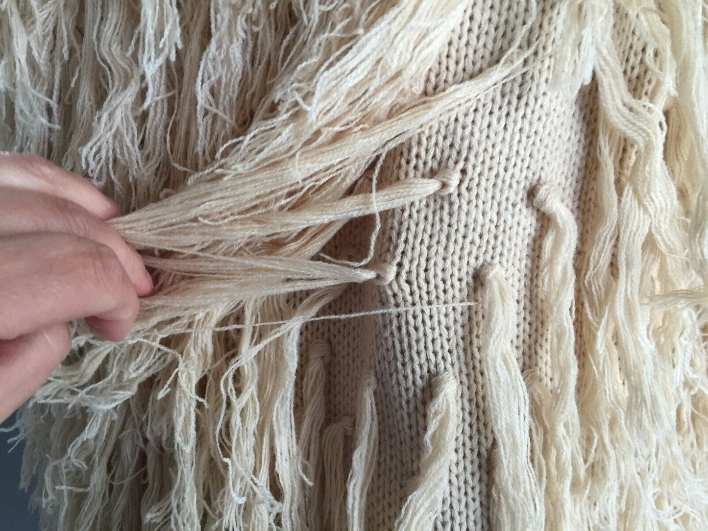 SABO SKIRT "Amity" Fringed Vest Sleeveless Beige Raw Knit Size S 10 NEW