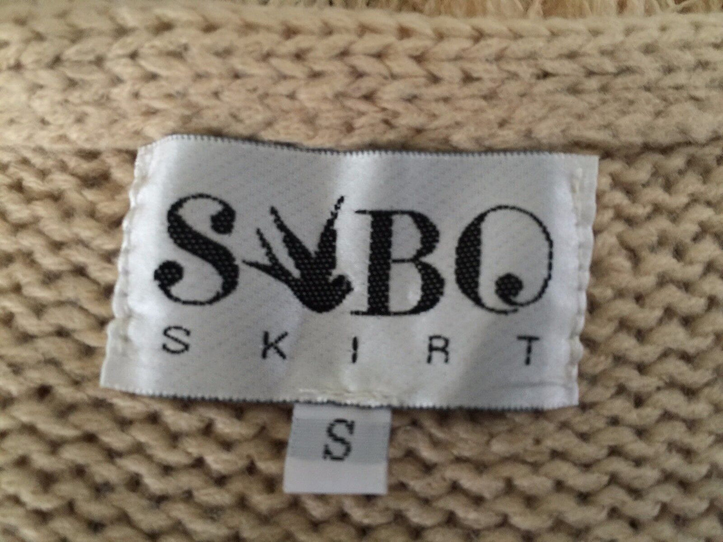SABO SKIRT "Amity" Fringed Vest Sleeveless Beige Raw Knit Size S 10 NEW