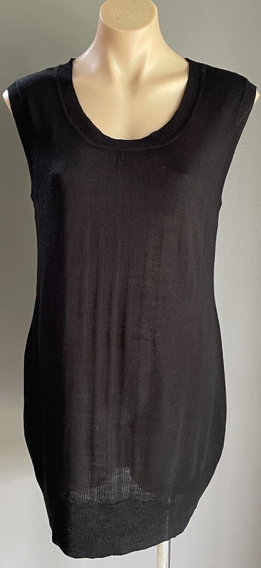 SUITE 62 BOUTIQUE Black Sleeveless Fine Knit Tunic Vest Top Size XL 12 NEW