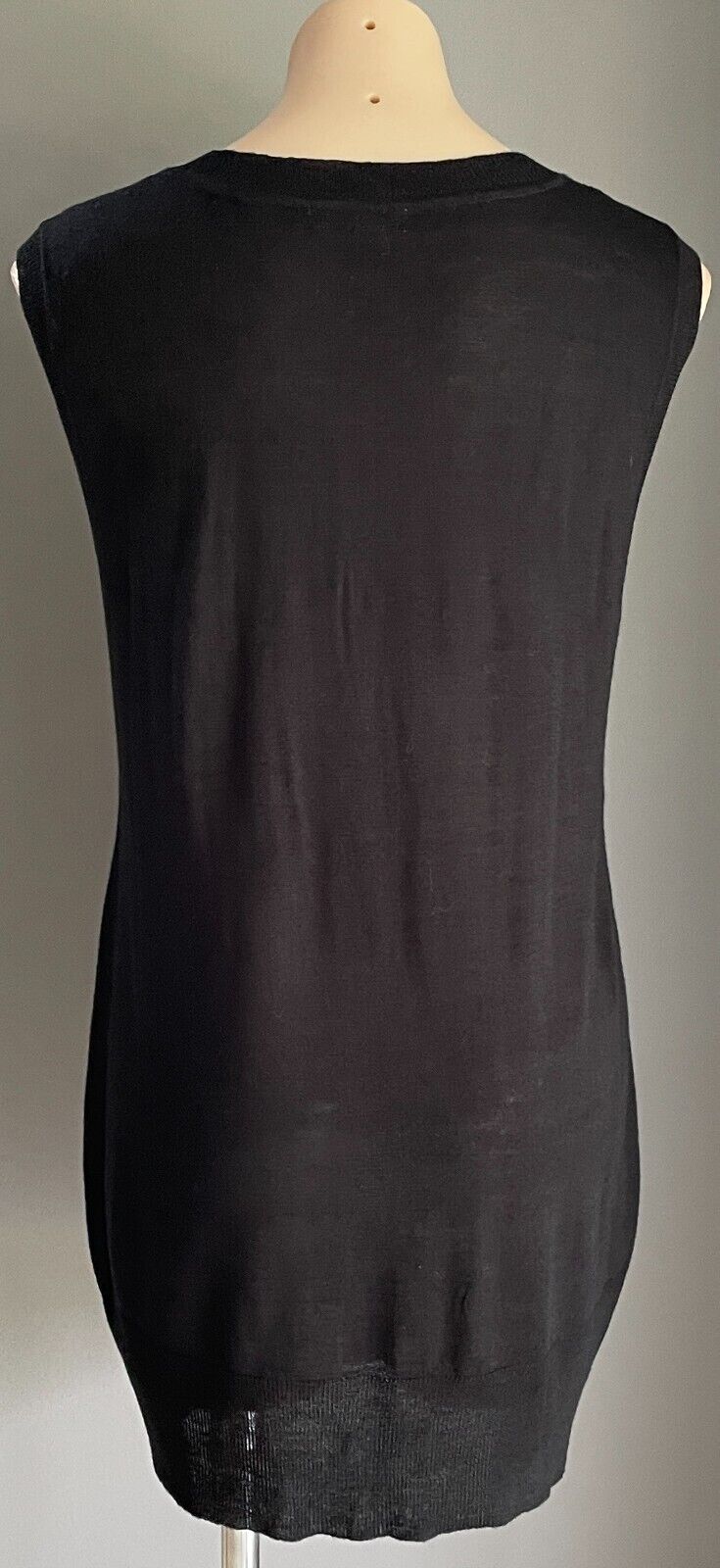SUITE 62 BOUTIQUE Black Sleeveless Fine Knit Tunic Vest Top Size XL 12 NEW