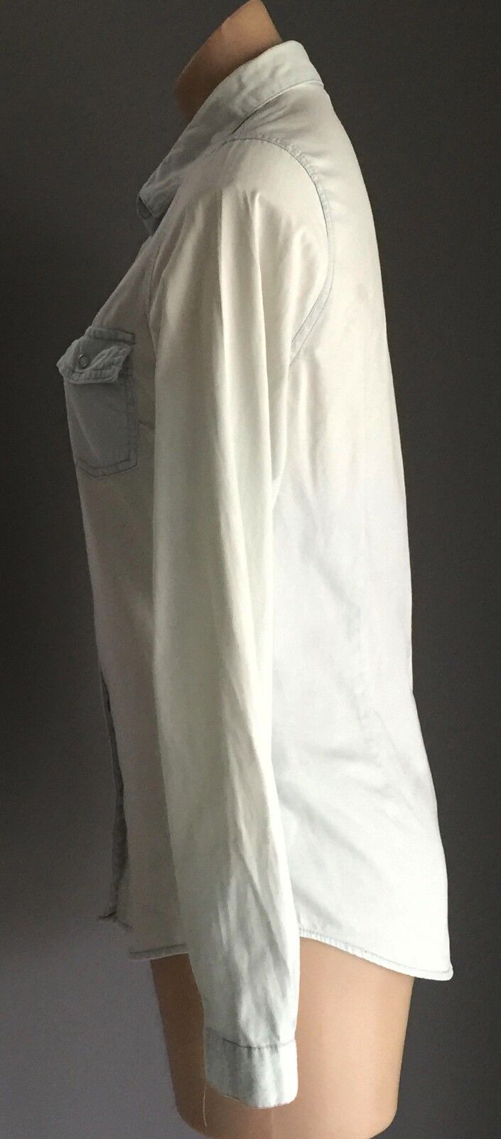 FACTORIE Top Soft Chambray Look Long Sleeve Fitted Size XS 10