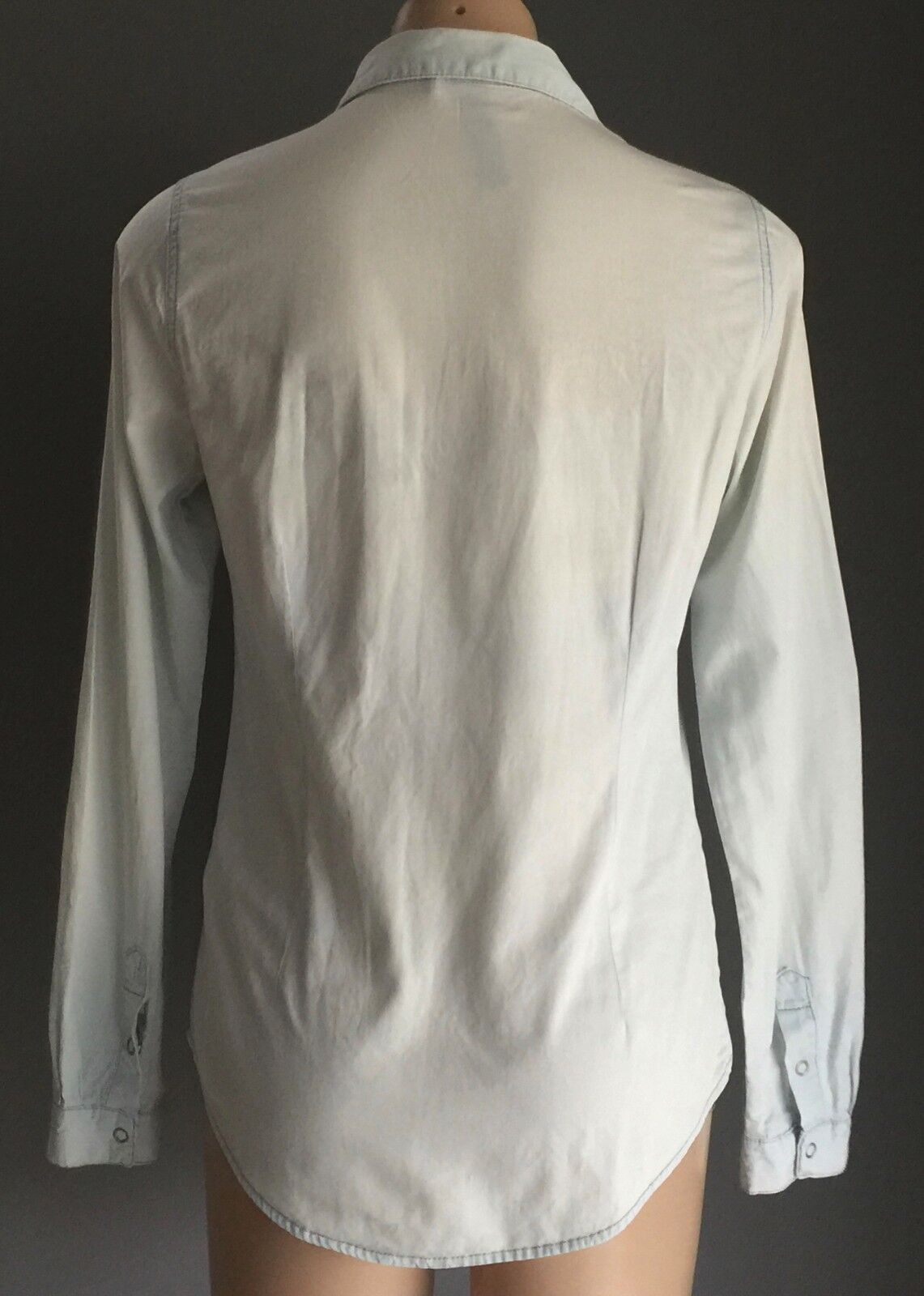 FACTORIE Top Soft Chambray Look Long Sleeve Fitted Size XS 10