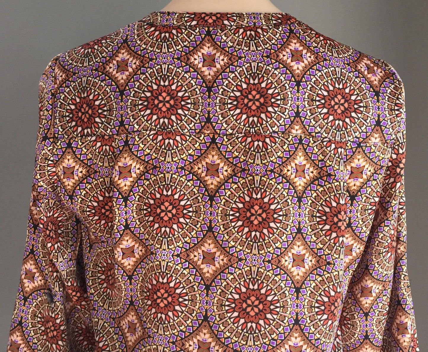 CUPIO Top MultiColoured Mandala Print 3/4 Sleeve Kaftan Ladies Size 10 NEW