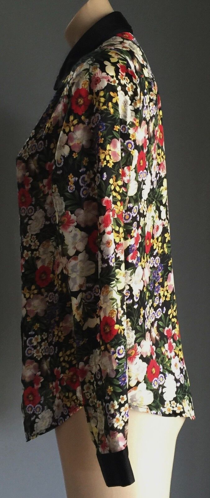 NEW LOOK Satiny Button Up Shirt Long Sleeve Bright Floral Top Blouse Size 10 UK