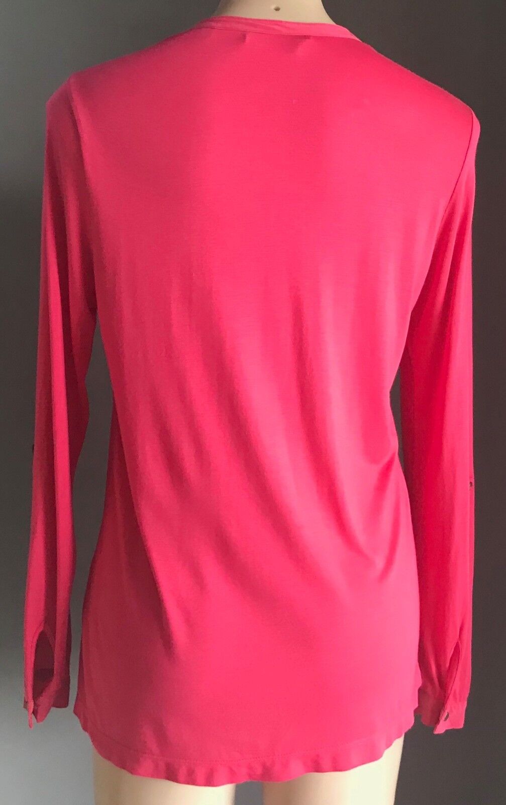 MARCS Top Button Up Coral Pink Red Adjustable Sleeve Blouse Size M 10
