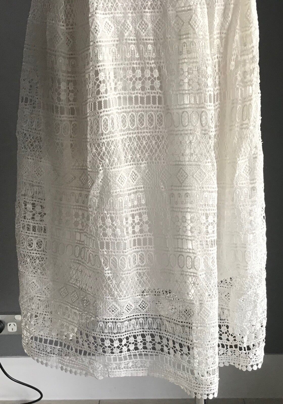 AVA Dress Midi White Lace Sleeveless Fit & Flare  Ladies Size 8 10 NEW