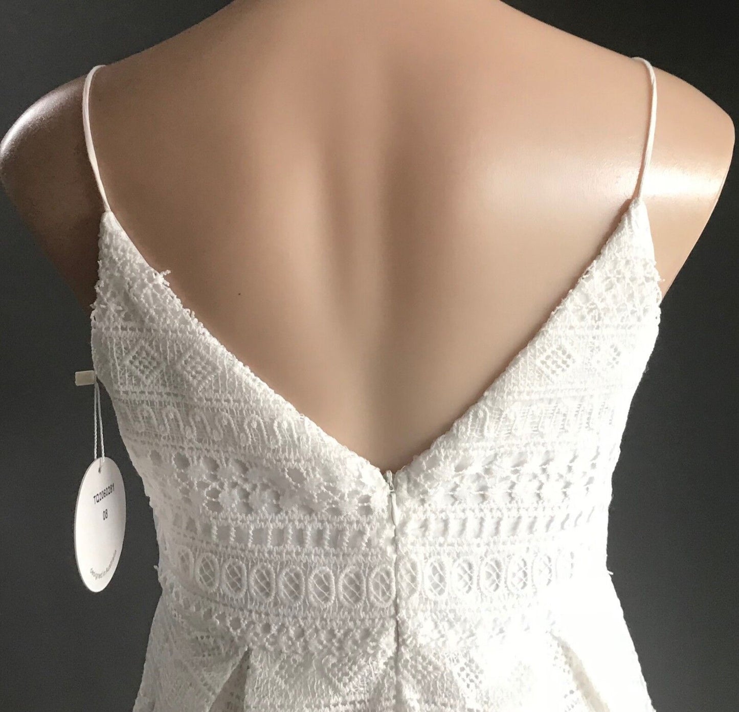 AVA Dress Midi White Lace Sleeveless Fit & Flare  Ladies Size 8 10 NEW