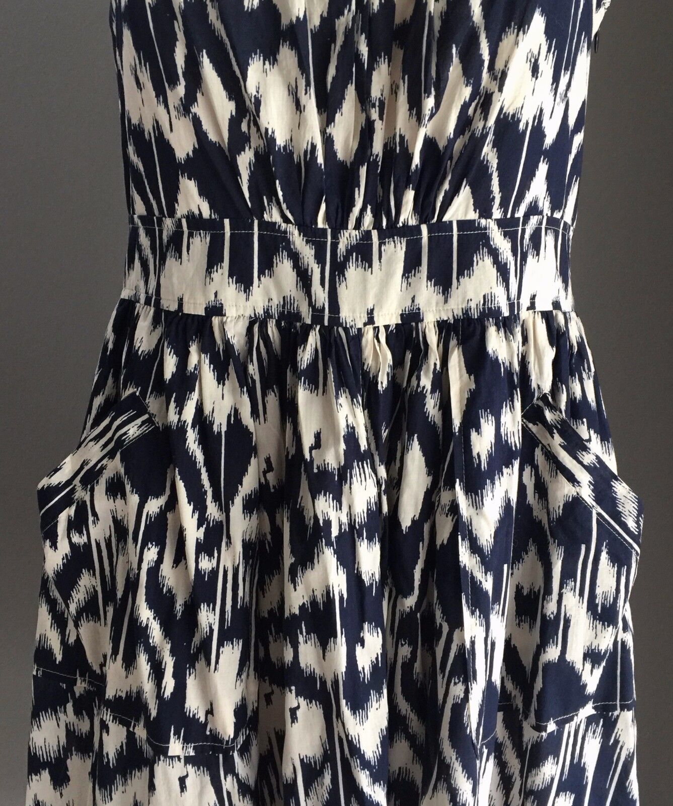 COUNTRY ROAD Dress Navy & White Print Cotton Sleeveless Tea Dress Ladies Size 10