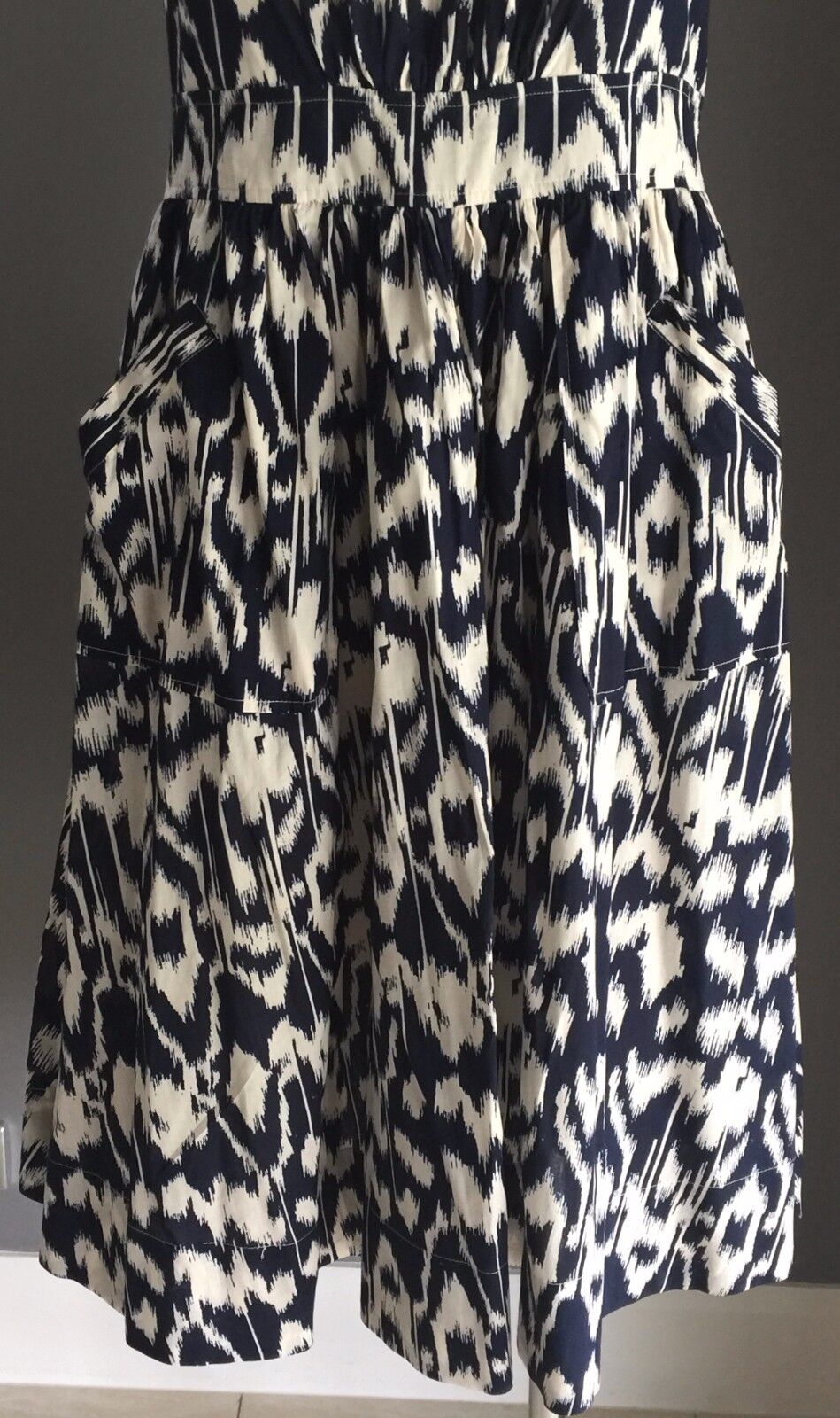 COUNTRY ROAD Dress Navy & White Print Cotton Sleeveless Tea Dress Ladies Size 10