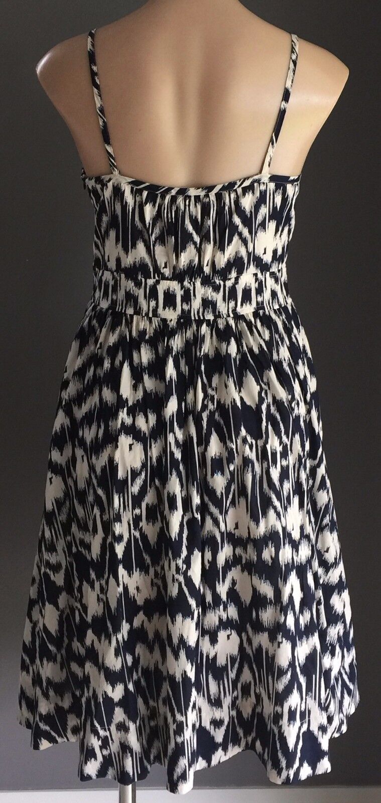 COUNTRY ROAD Dress Navy & White Print Cotton Sleeveless Tea Dress Ladies Size 10