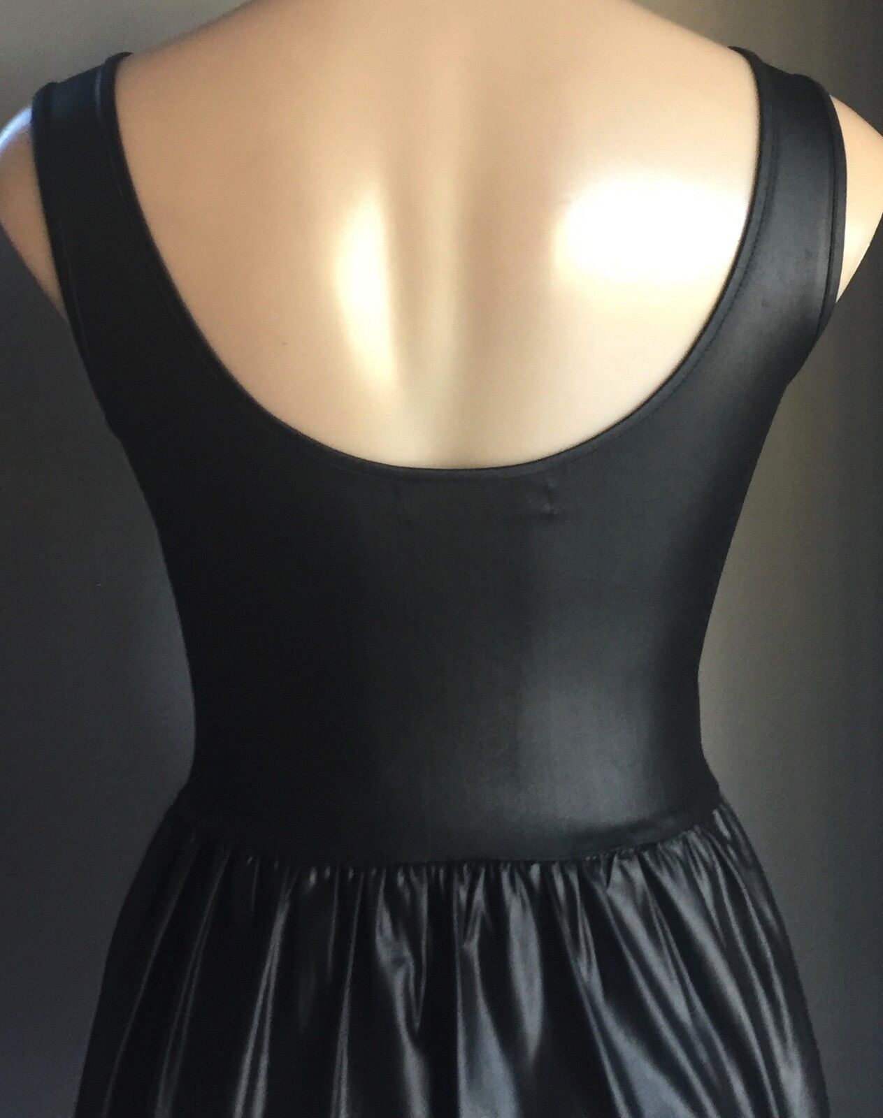 FAMOUS ROCK SHOP .com Dress Black Wet Sleeveless Mini Skater Ladies Size S 10