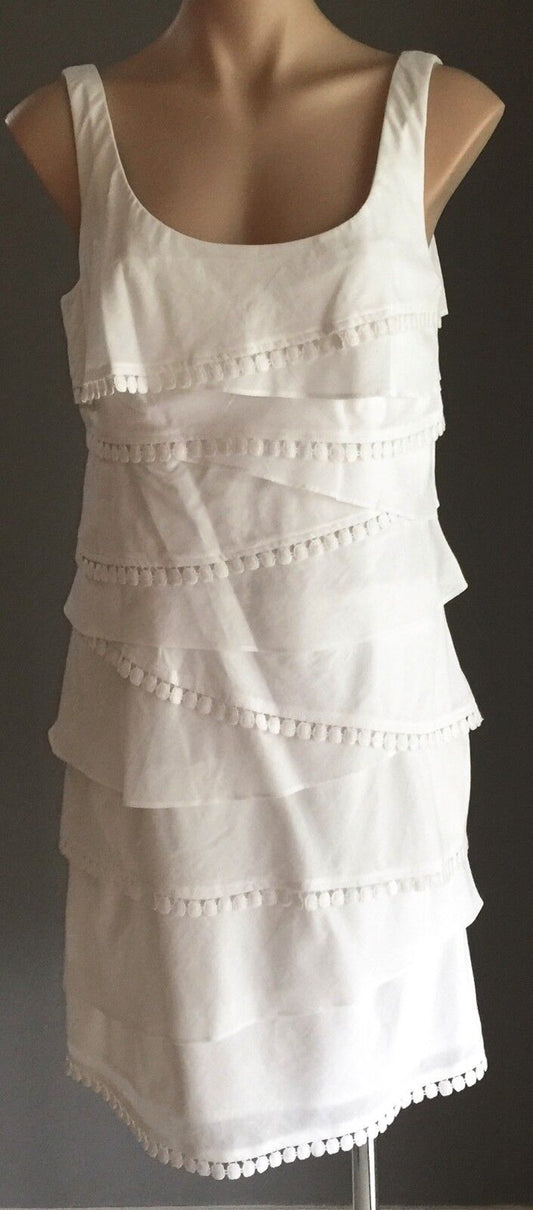 ROZ & ALI Dress White Sleeveless Tier Layered Size 10 Beautiful