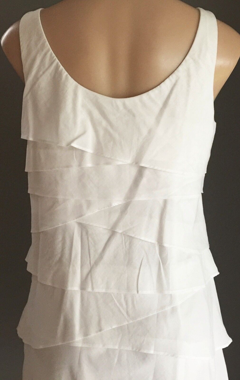 ROZ & ALI Dress White Sleeveless Tier Layered Size 10 Beautiful
