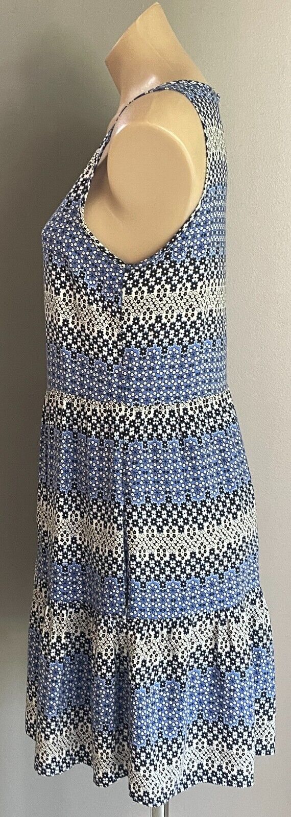 TARGET COLLECTION Sun Dress Navy Blue White Black Floral Tier Hem Midi Size 10