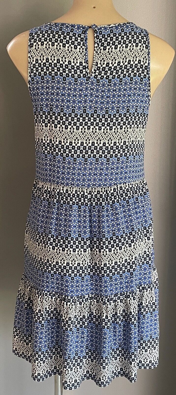 TARGET COLLECTION Sun Dress Navy Blue White Black Floral Tier Hem Midi Size 10