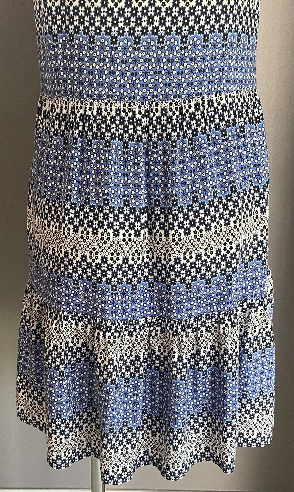 TARGET COLLECTION Sun Dress Navy Blue White Black Floral Tier Hem Midi Size 10