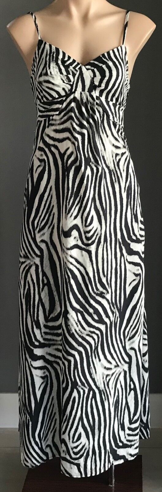 AVA Dress Midi Black White & Grey Print Sleeveless A-Line Tie Back Size 8 10 NEW