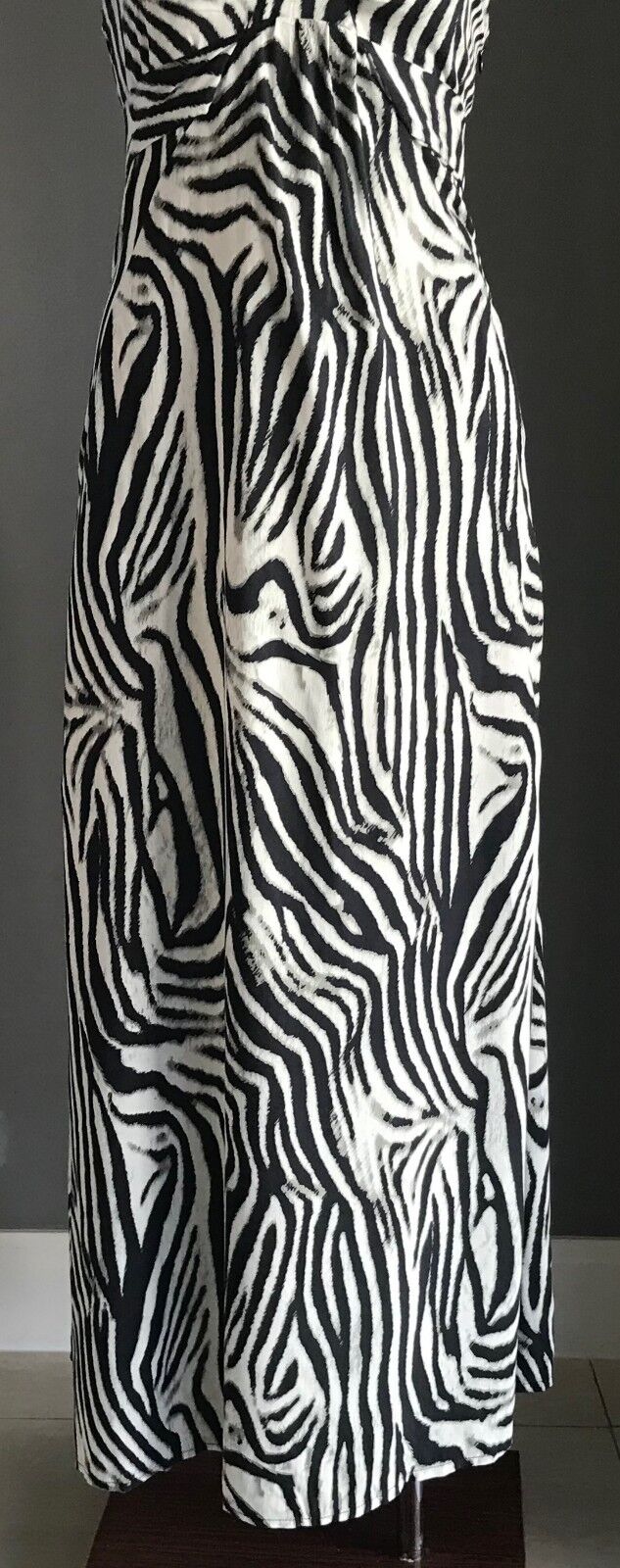 AVA Dress Midi Black White & Grey Print Sleeveless A-Line Tie Back Size 8 10 NEW