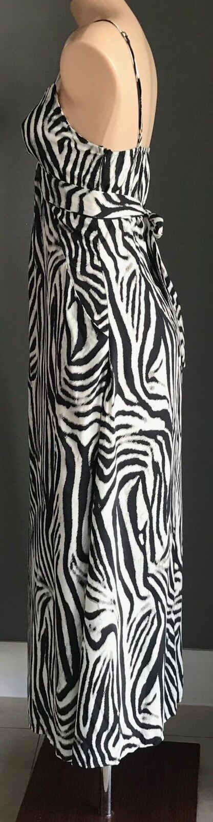 AVA Dress Midi Black White & Grey Print Sleeveless A-Line Tie Back Size 8 10 NEW