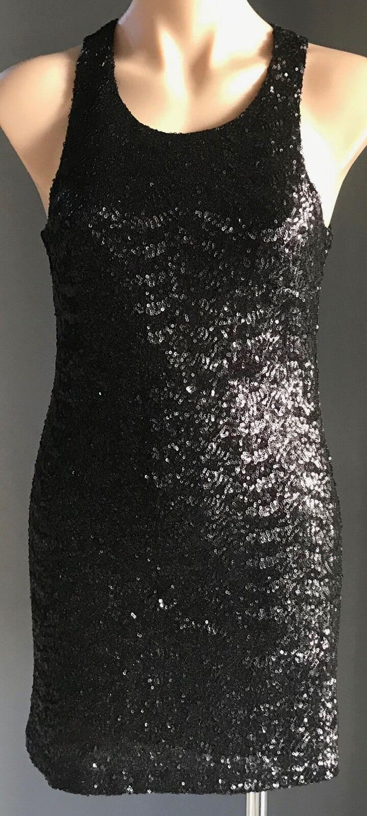 MINKPINK Dress Mini Black Sequin Sleeveless Stretch Ladies Size XS 8 10