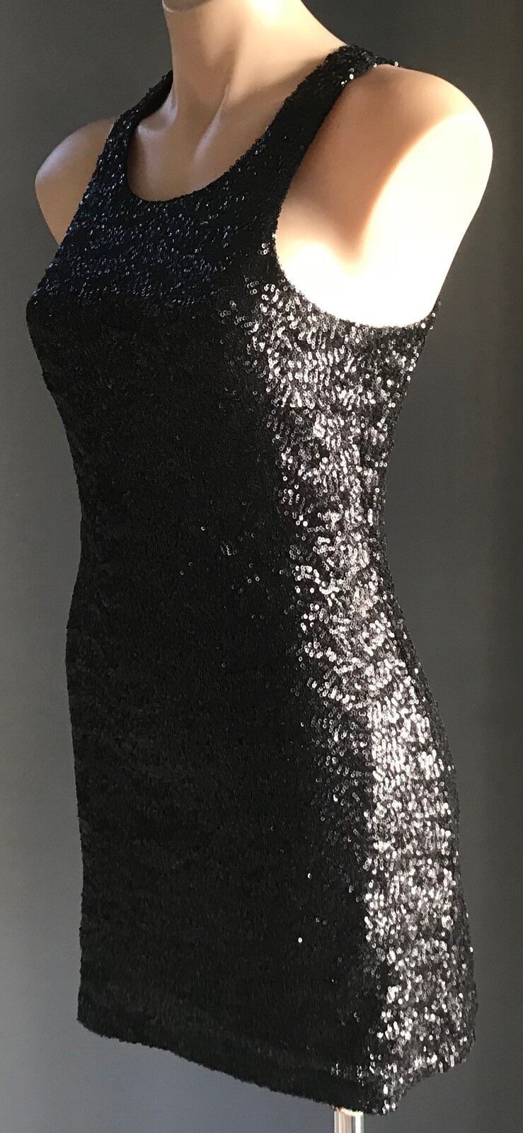 MINKPINK Dress Mini Black Sequin Sleeveless Stretch Ladies Size XS 8 10