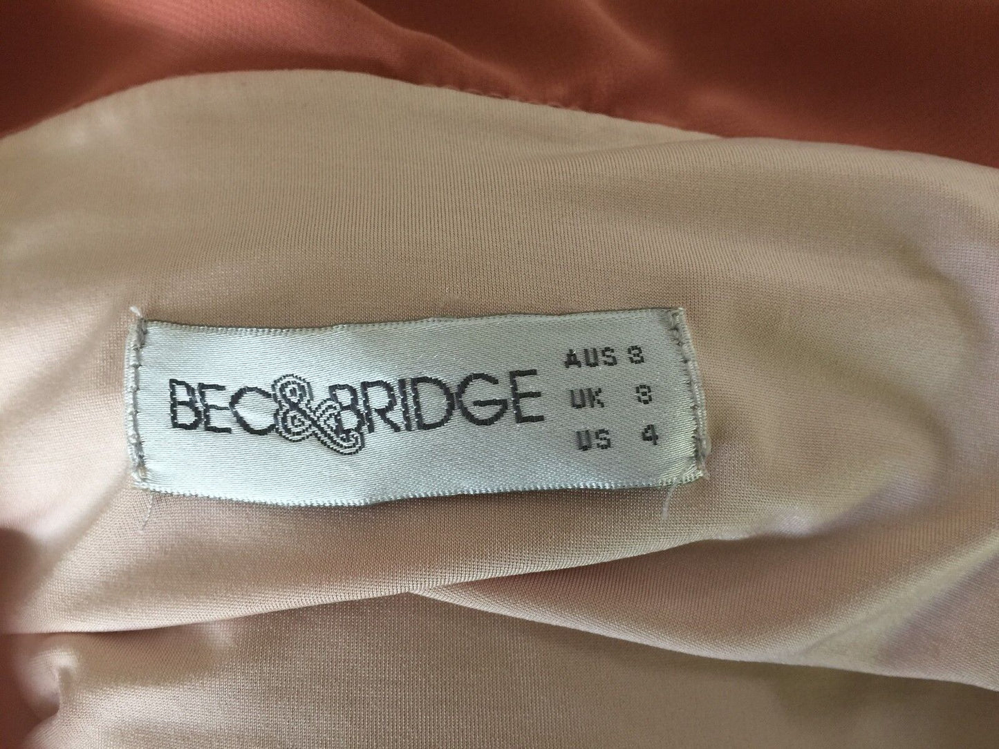BEC & BRIDGE Mini Dress Dusty Rose Cowl Back Stretch Australia Size 8 10 NEW