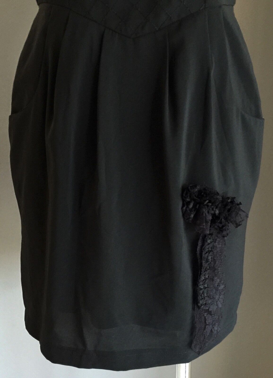 MINI DRESS Empire Waist Black Corset Bustier Top Size 10 Fab LBD