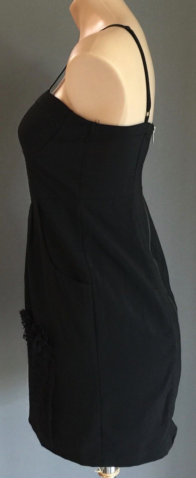 MINI DRESS Empire Waist Black Corset Bustier Top Size 10 Fab LBD