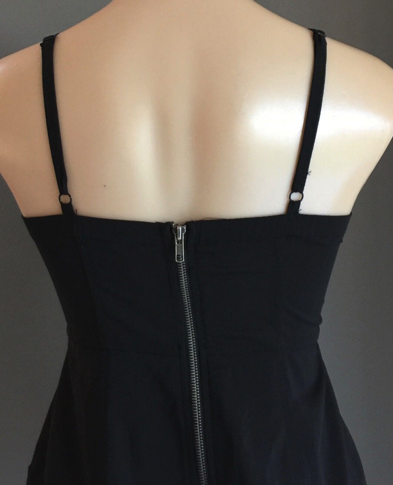 MINI DRESS Empire Waist Black Corset Bustier Top Size 10 Fab LBD