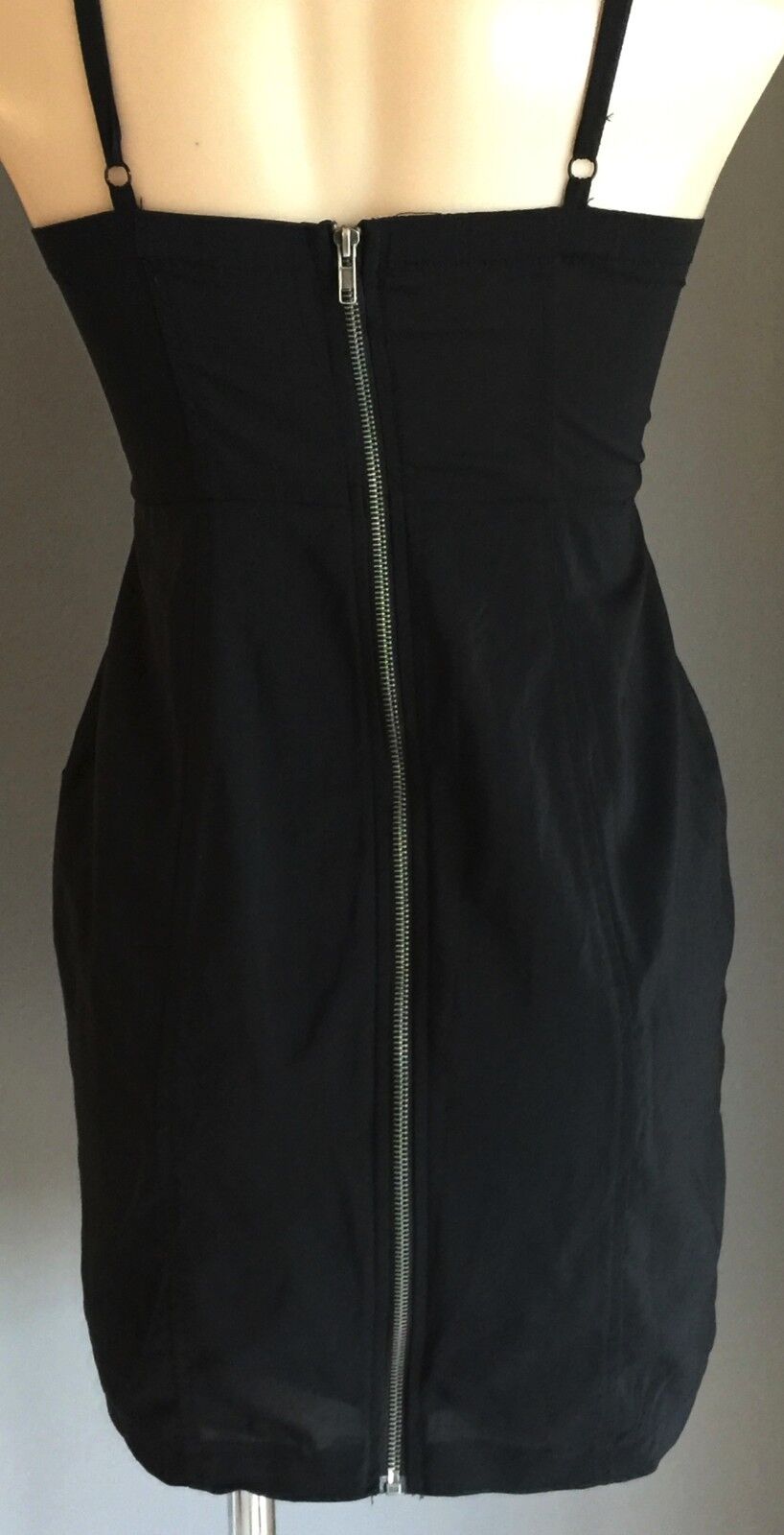MINI DRESS Empire Waist Black Corset Bustier Top Size 10 Fab LBD