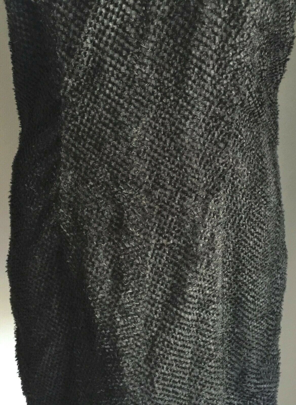 LADAKH Mini Dress Black Textured Fabric & Lace Capped Sleeve Frock 10 LBD NEW