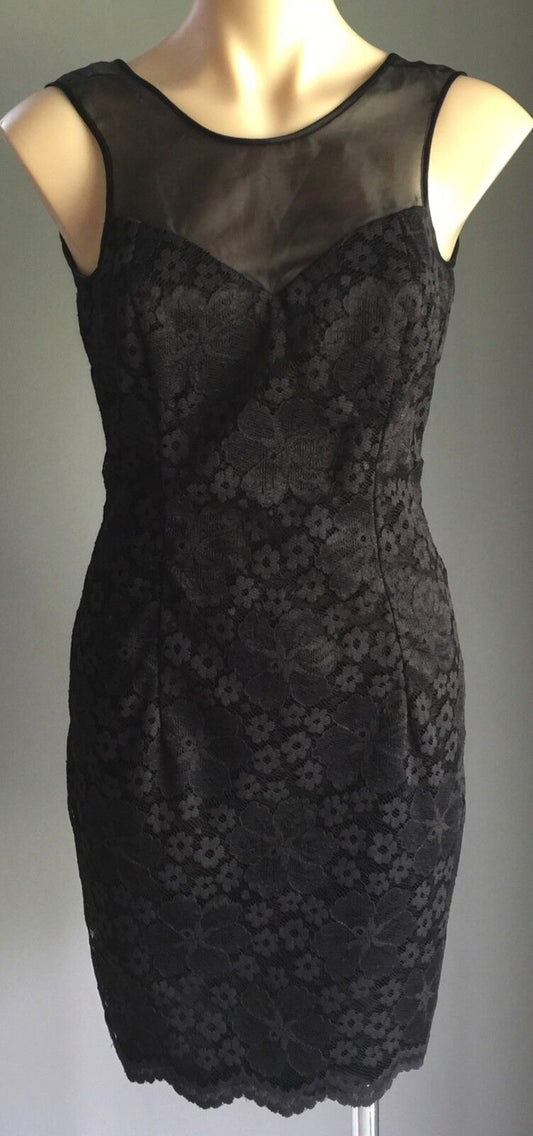 JESSICA McCLINTOCK GUNNE SAX Black Dress Lace Mini Dress 8 10 Vintage