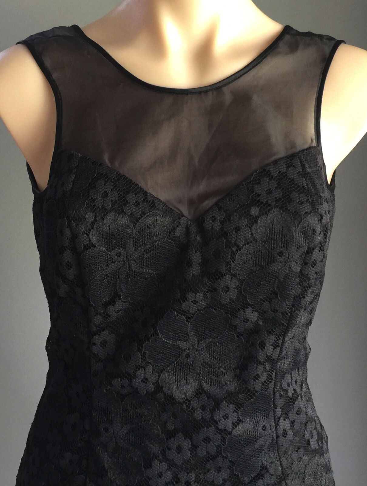 JESSICA McCLINTOCK GUNNE SAX Black Dress Lace Mini Dress 8 10 Vintage