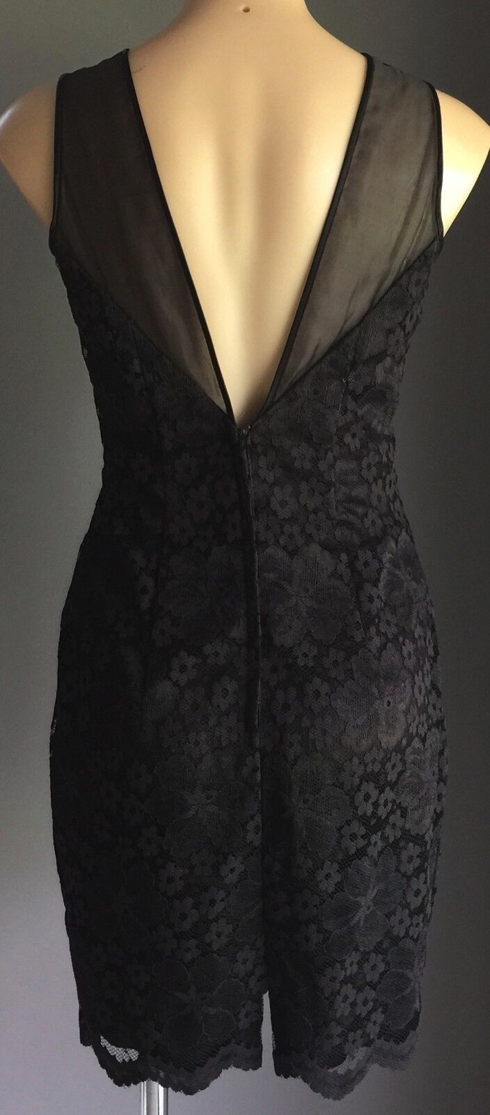JESSICA McCLINTOCK GUNNE SAX Black Dress Lace Mini Dress 8 10 Vintage