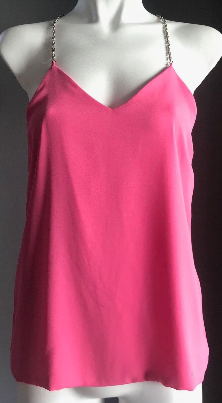 MINK Top Pink Sleeveless Chain Straps Racer Back Camisole Size 6 8 Gorgeous