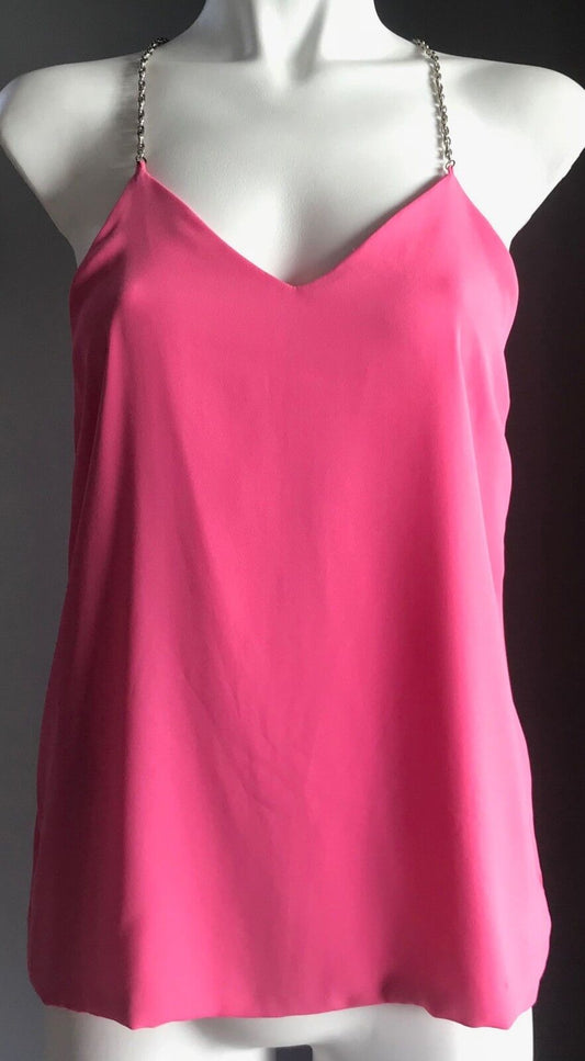 MINK Top Pink Sleeveless Chain Straps Racer Back Camisole Size 6 8 Gorgeous