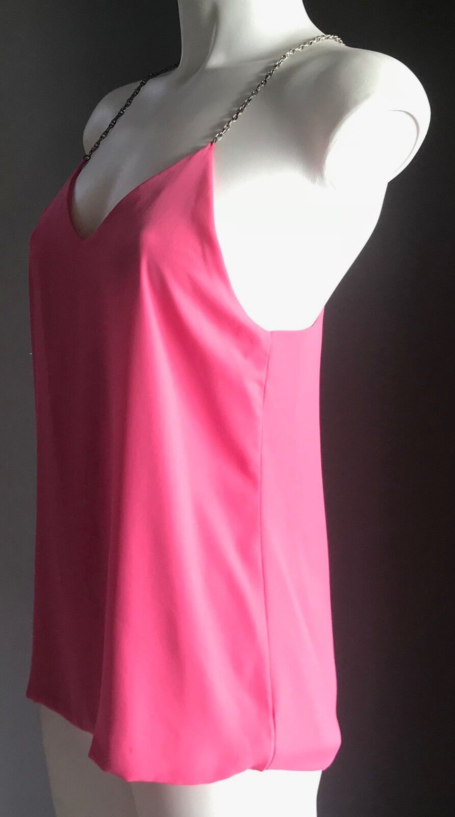 MINK Top Pink Sleeveless Chain Straps Racer Back Camisole Size 6 8 Gorgeous