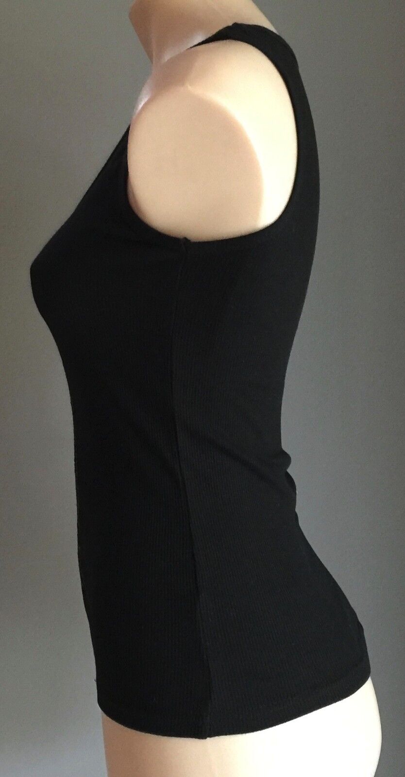 1 SIX 8 Tank Top Black Stretch Rib Singlet w Sequins Ladies Size S 10 New Sexy