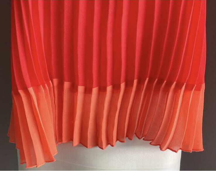 BEBE Top Orange & Coral Red Trim Spaghetti Strap Pleated Camisole Size XXS 8 NEW